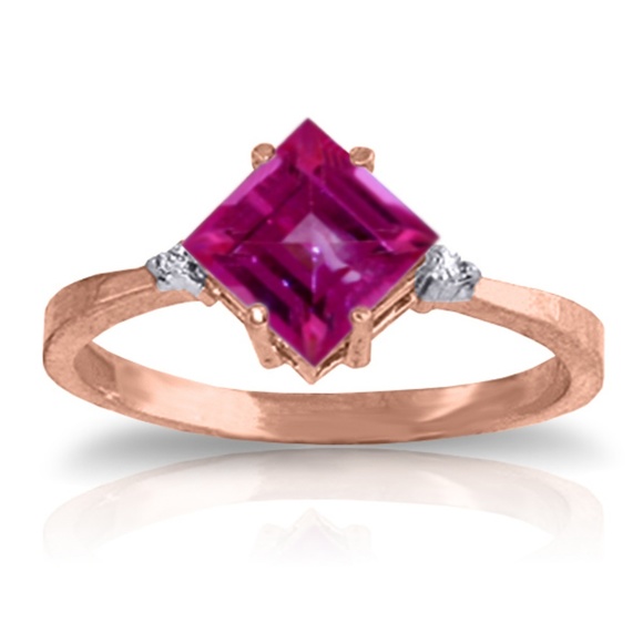 Galaxy Gold Products Jewelry - 14K. SOLID GOLD RING WITH DIAMONDS & PINK TOPAZ